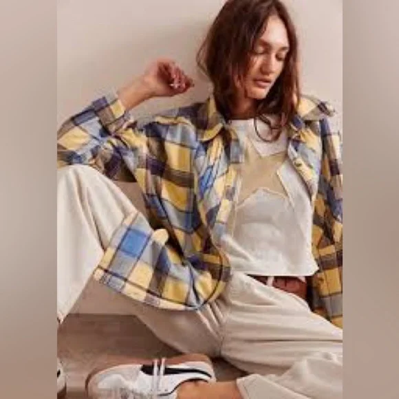 New FREE PEOPLE We The Free Layla Button Down Plaid Flannel Shirt  X-SMALL - Picture 3 of 11
